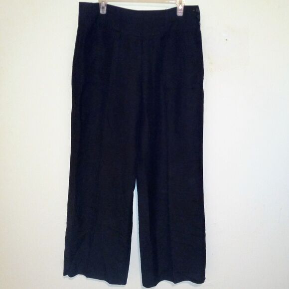 Larry Levine Size 14 Linen Blend Wide Leg Dress Pants-Pockets-High Rise- - Picture 1 of 8